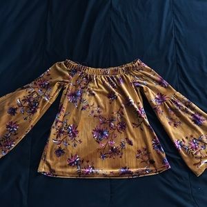FLORAL OFF THE SHOULDER TOP WOMENS XS